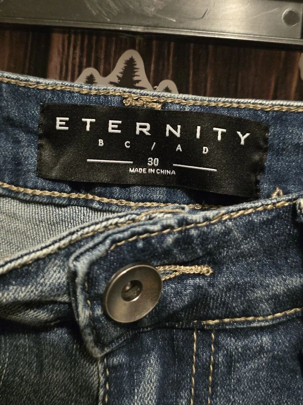 Eternity Mens Distressed Blue Denim Jeans